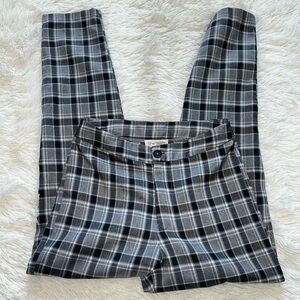 Sky and Sparrow black & white plaid high-waisted skinny ankle length pants